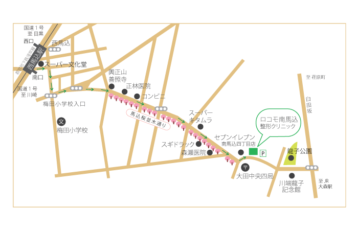 最寄り駅(都営地下鉄浅草線 西馬込駅)からの道順